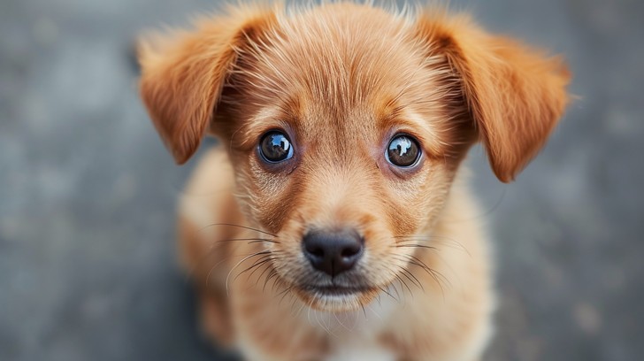 Adorable puppy looking at the camera pleadingly.
